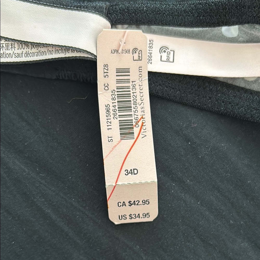 Victoria’s Secret NWT Polka Dot Black and White Bra 34D - Picture 4 of 9